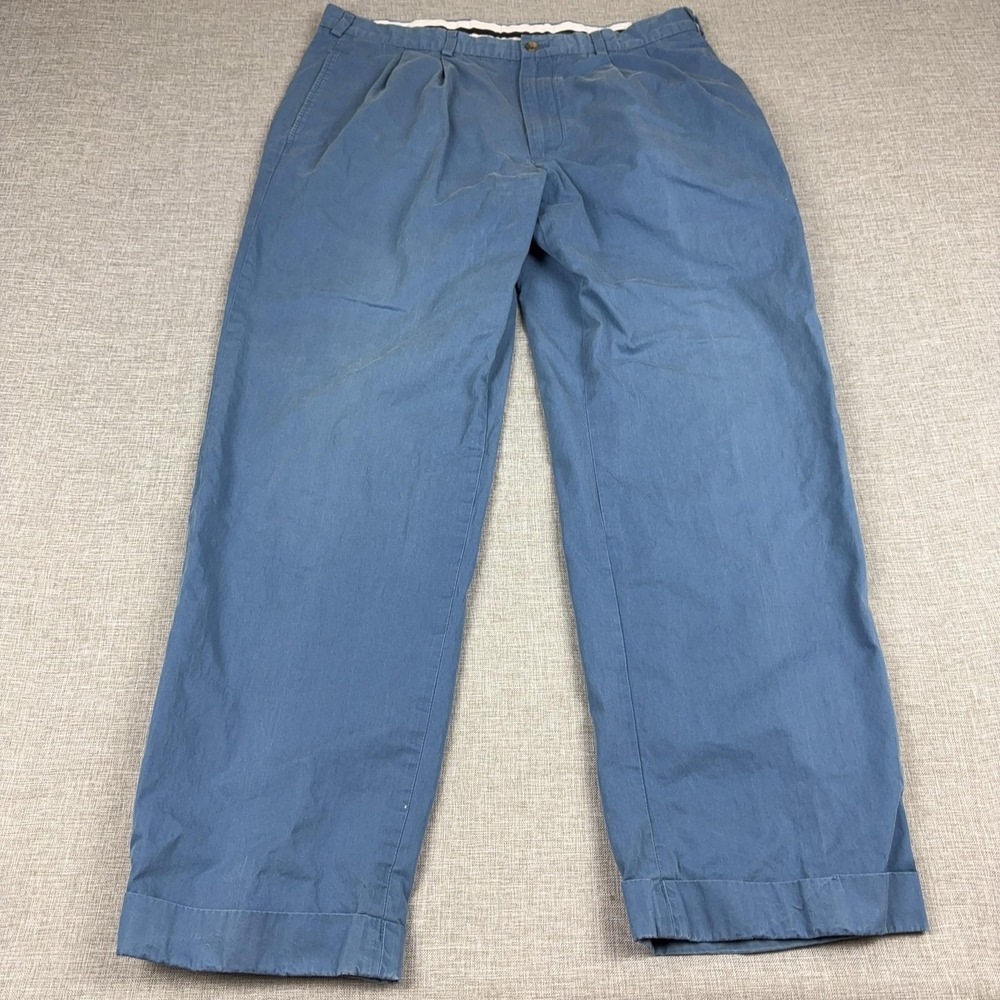 Brooks Brothers Pants Mens 38x32 Blue Cotton Chino Pleated Classic Casual